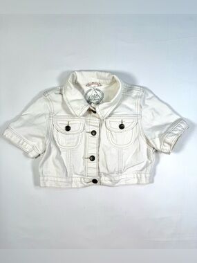 GAP Girls White Cropped Jean Jacket‎ S 6-7 Y2K Trucker Retro Coquette Vintage